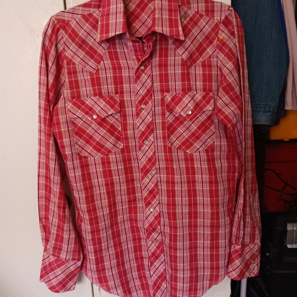 Champion Westerns Permenant Press Red Plaid Western Pearl Snap Womens Size 14 - Picture 3 of 12